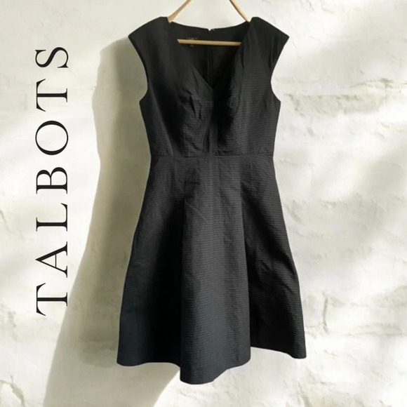 Talbots Classic Black Ribbed/Textured Sleeveless Sheath Dress, 4, Like NEW - Picture 1 of 15